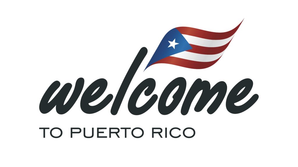 Welcome to Puerto Rico flag sign logo icon