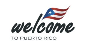Welcome to Puerto Rico flag sign logo icon