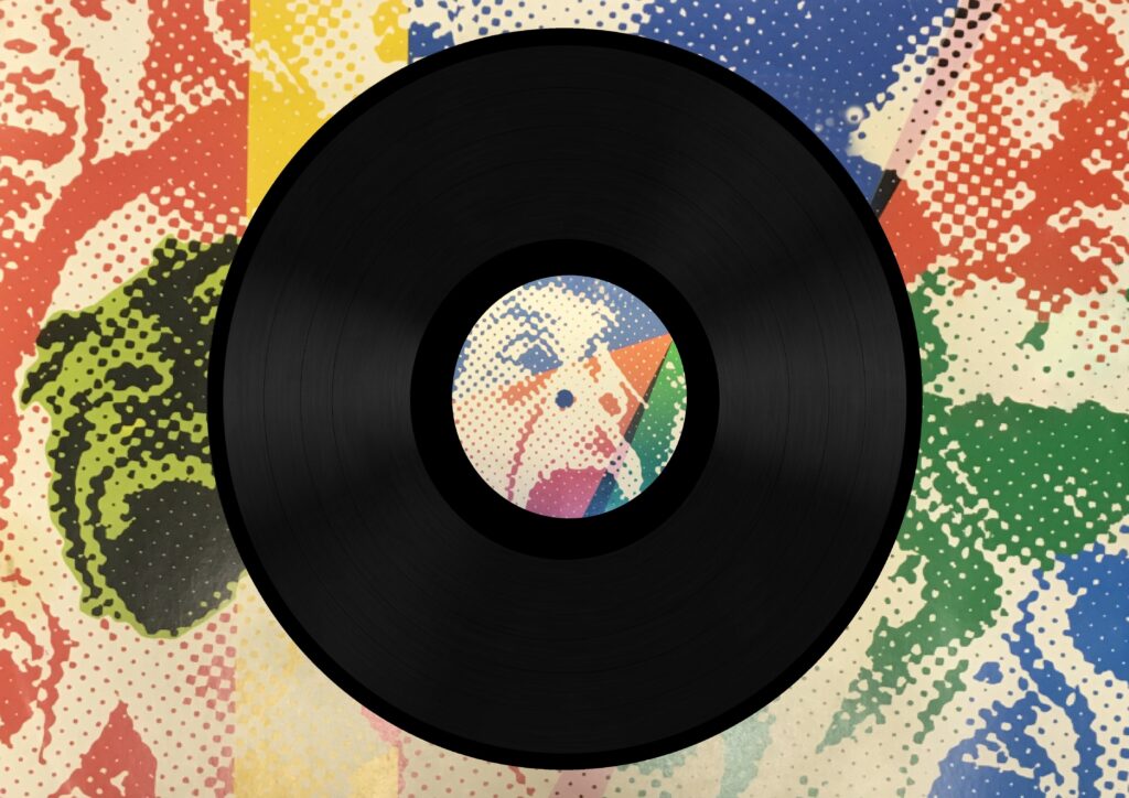 Vinyl Record with Colorful Background