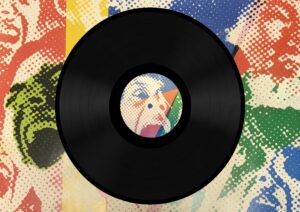 Vinyl Record with Colorful Background